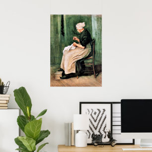Poster Van Gogh. Femme de Scheveningen cousant,