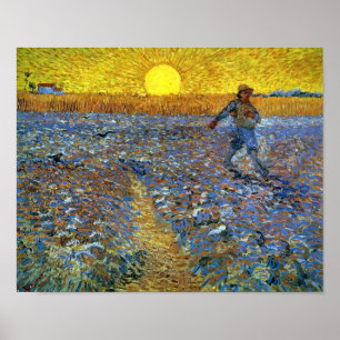 Poster Van Gogh - La tour (Tour avec coucher de soleil)