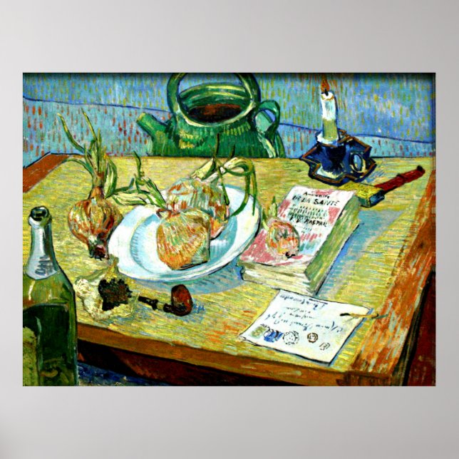 Poster Van Gogh - La vie morte avec une plaque d'oignons (Devant)