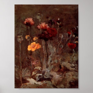 Poster Van Gogh - la vie toujours avec Scabiosa et