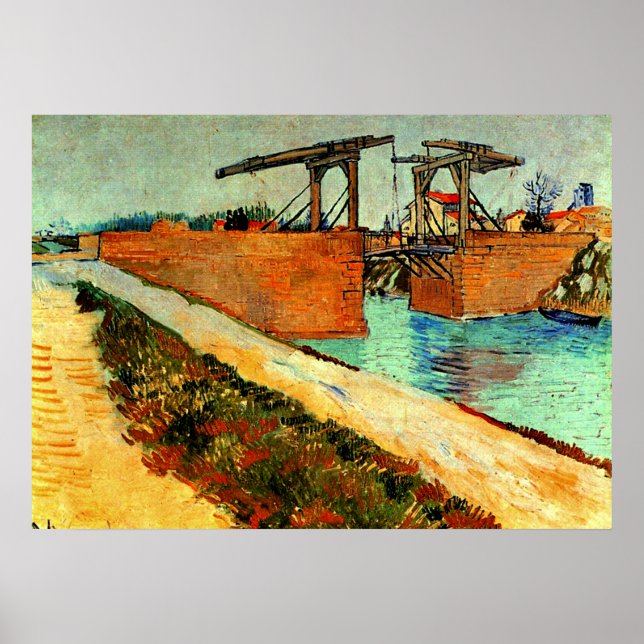 Poster Van Gogh - Le pont des Langlois avec la route (Devant)