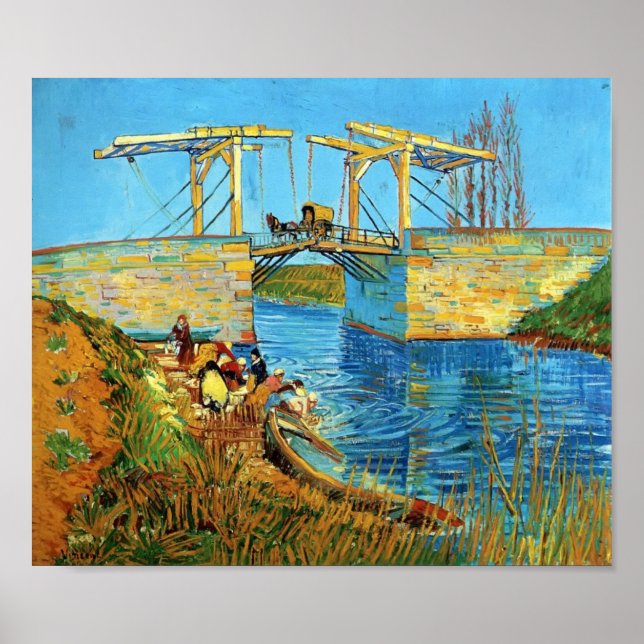 Poster Van Gogh : Le pont Langlois à Arles avec les femme (Devant)