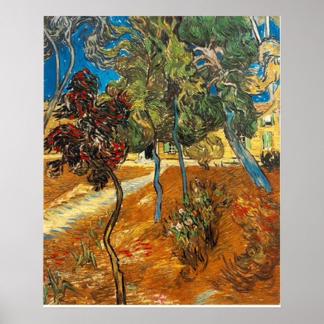 Poster VAN GOGH - Les arbres dans le jardin d'asile (Devant)