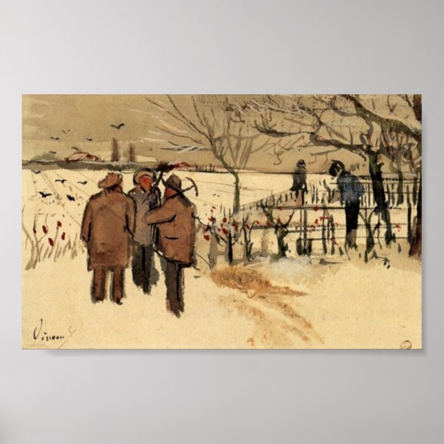 Poster Van Gogh - Les mineurs en hiver de neige (Devant)