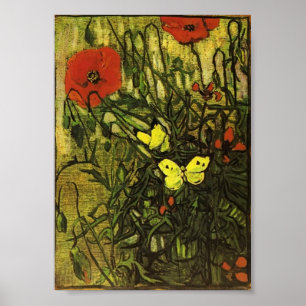 Poster Van Gogh - Les papillons et les papillons