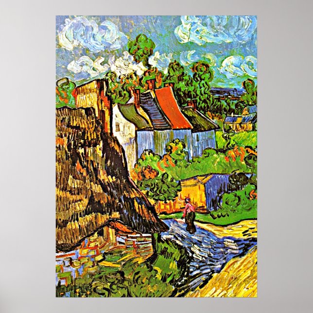 Poster Van Gogh - Maisons à Auvers (Devant)
