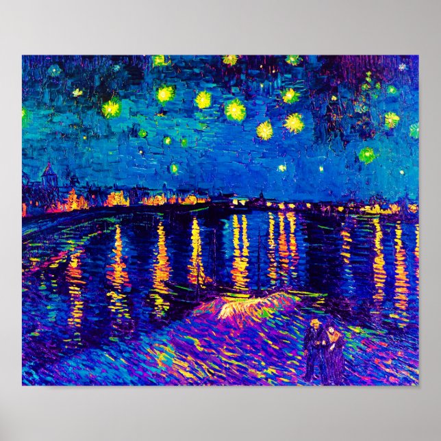 Poster Van Gogh - Nuit étoilée Sur Le Rhone Pop Art (Devant)