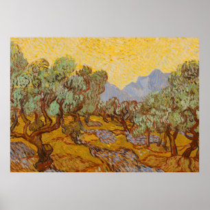 Poster Van Gogh Olive Trees Soleil Jaune Ciel