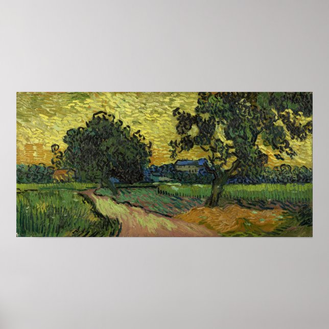 Poster Van Gogh - Paysage Au crépuscule (Devant)