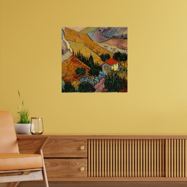 Poster Van Gogh - Paysage avec Maison et Plowman, (Salon 2)