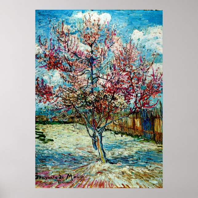 Poster Van Gogh - Peach Trees roses (Devant)