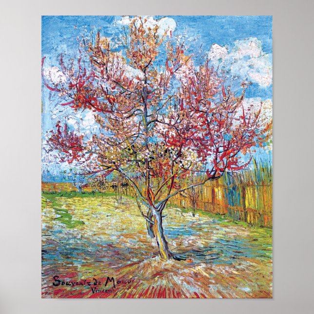 Poster Van Gogh - Peach Trees roses (Devant)