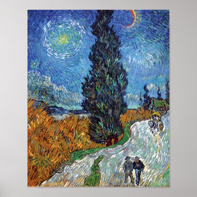 Poster Van Gogh - Route Avec Cyprès Art (Devant)