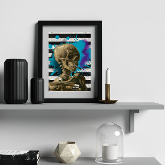 Poster Van Gogh Squelette avec Cigarette Allumée Pop Art
