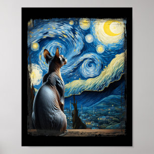 Poster Van Gogh Starry Style de nuit Sphynx Artistique Ch