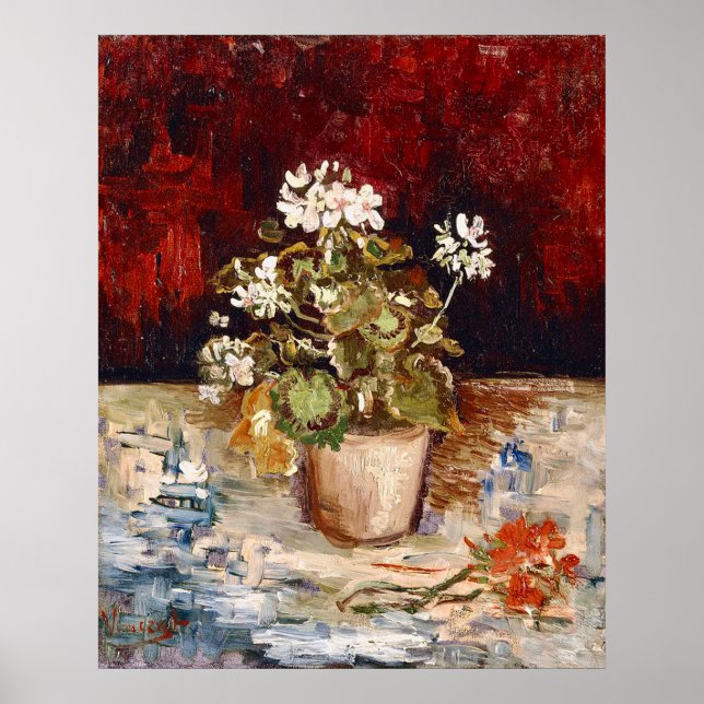 Poster Van Gogh Still Life Pot of Geraniums  (Devant)