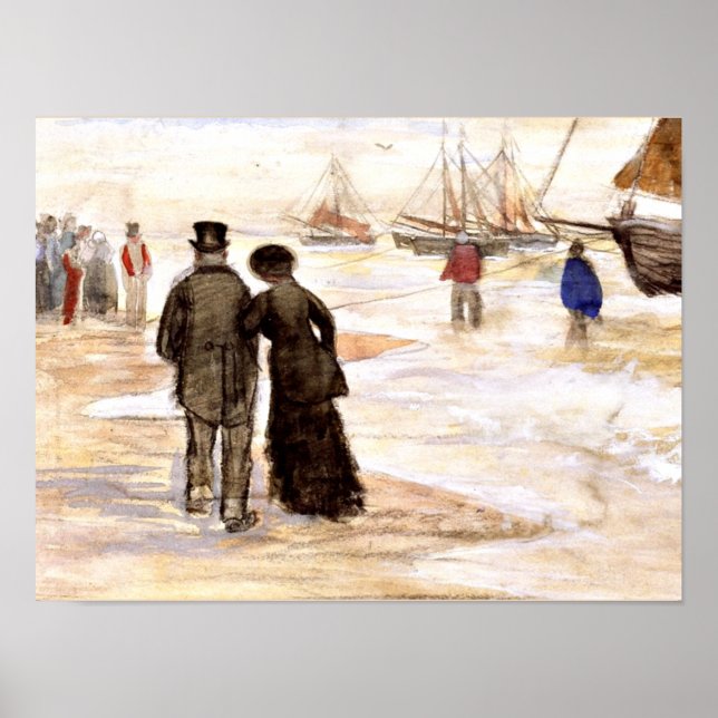 Poster Van Gogh - The Beach at Scheveningen (couple) (Devant)