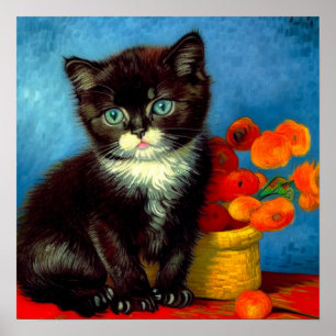Poster Van Gogh Tuxedo Cat