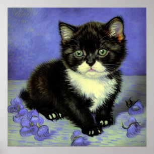 Poster Van Gogh Tuxedo Kitten