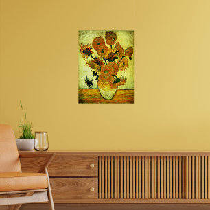 Poster Van Gogh - Vase à vie fixe avec 14 Sunflower Post