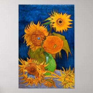Poster Van Gogh Vase avec cinq tournesols