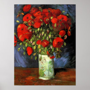 Poster Van Gogh - Vase avec des pépites rouges