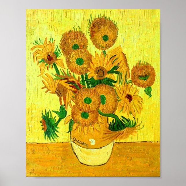 Poster Van Gogh Vase avec quinze tournesols (Devant)