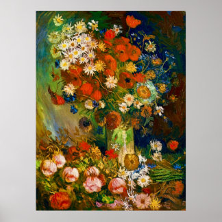 Poster Van Gogh Vase with Cornflowers and Poppies