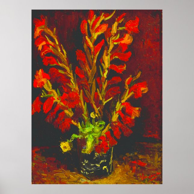 Poster Van Gogh Vase with Red Gladioli (Devant)