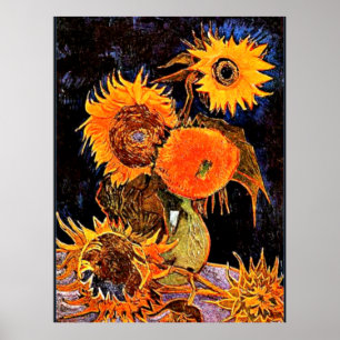 Poster Van Gogh - Vase with Six Sunflowers