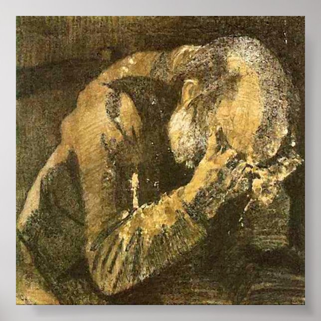 Poster Van Gogh Vieux homme avec tête dans les mains (F99 (Devant)