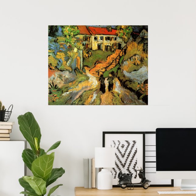 Poster Van Gogh Village Street et Steps Auvers, Figures (Bureau à domicile)