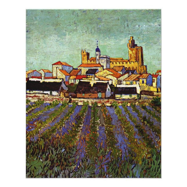 Poster Van Gogh - Vue des Saintes-Maries (Devant)