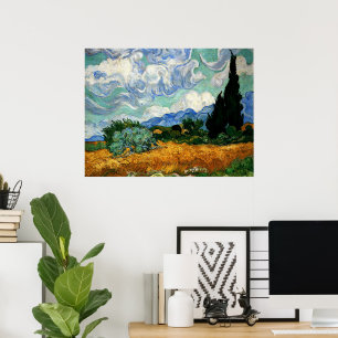 Poster Van Gogh - Wheatfield with Cypress Tree,