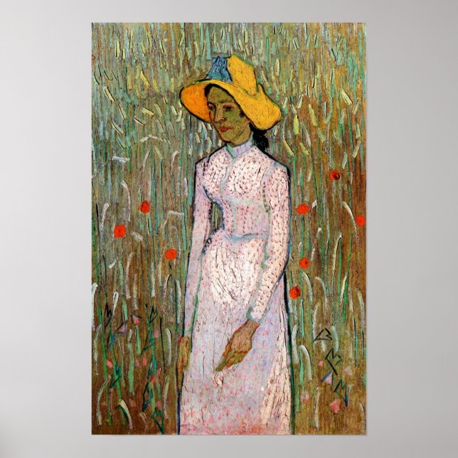 Poster Van Gogh, Young Girl Standing; Arrière - plan du b (Devant)