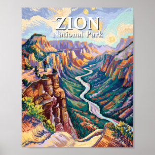 Poster Van Gogh Zion National Park Canyon Rivière Randonn