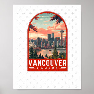 Poster Vancouver au Canada Emblème d'art de voyage vector