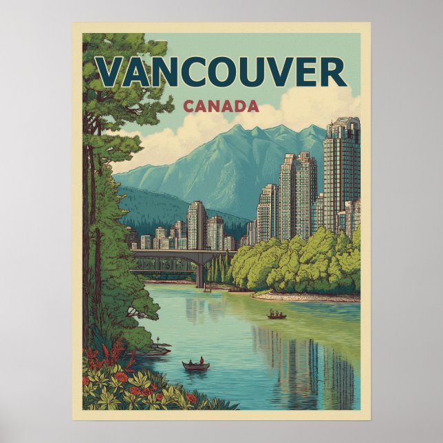 Poster Vancouver Canada Travel Art Vintage (Devant)