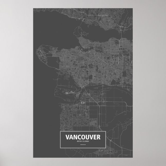 Poster Vancouver (Colombie-Britannique) (blanc sur noir) (Devant)