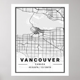 Poster Vancouver (Colombie-Britannique) Plan de la ville 