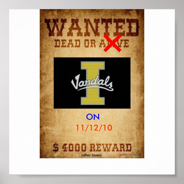 Poster Vandales Recherchées mortes ou vivantes (Devant)