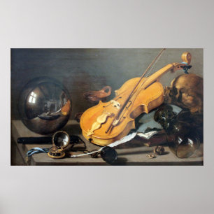 Poster Vanitas Encore Vie avec Auto-Portrait Pieter Claes