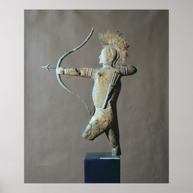 Poster Vanne météorologique sous forme d'un Indien améric (Devant)