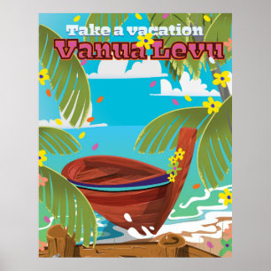 Poster Vanua Levu vacation travel poster.
