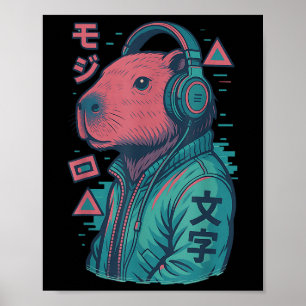 Poster Vaporwave Capybara Anime d'art japonais Manga Ukiy