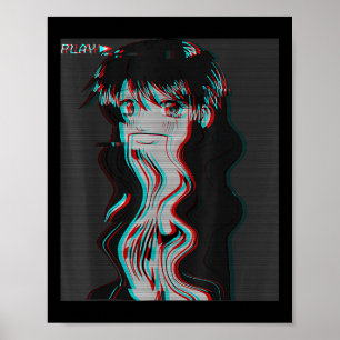 Poster Vaporwave esthétique Triste Anime Girl Retro Eboy 