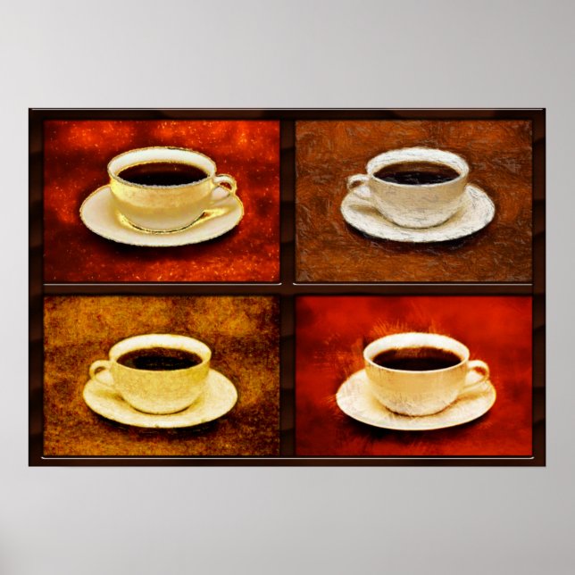 Poster Variations sur une coupe de café -4 styles différe (Devant)
