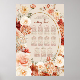 Poster Varié automne floral rouille ivoire sauge broussai