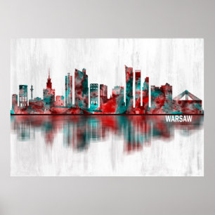 Poster Varsovie Pologne Skyline