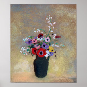 Poster Vase aux fleurs mixtes, Redon